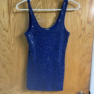 Express blue sequin tank top